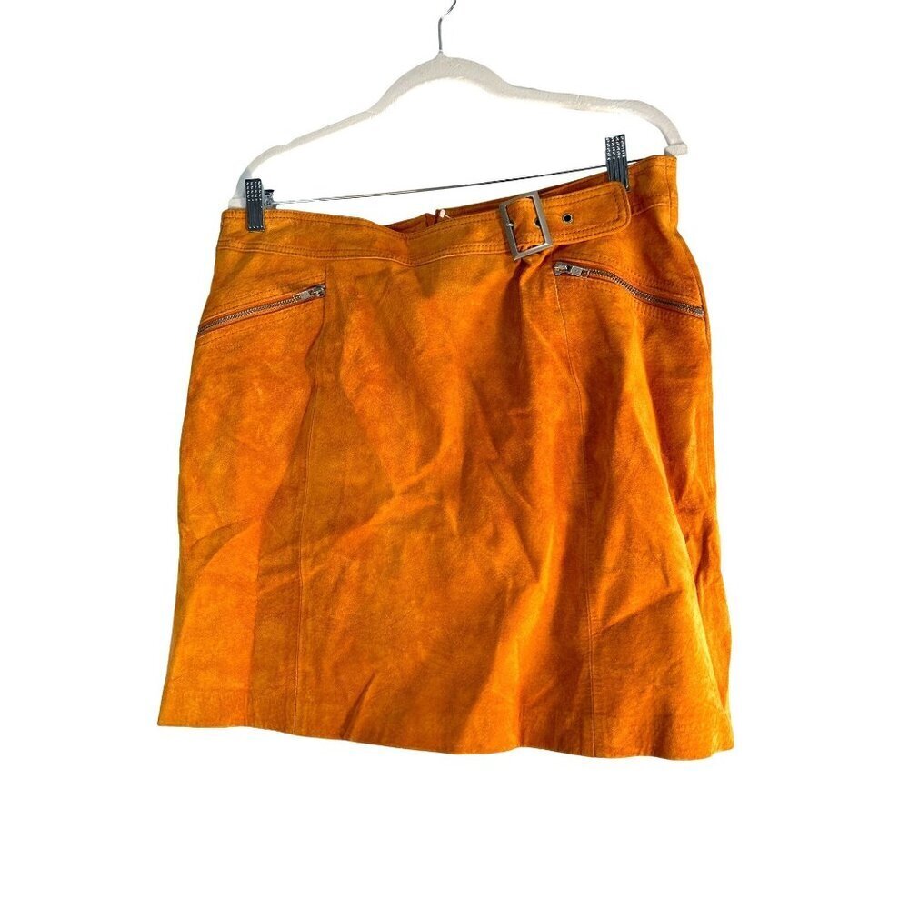 Sorbe Womens Suede Mini Skirt Tangerine Size L NWT